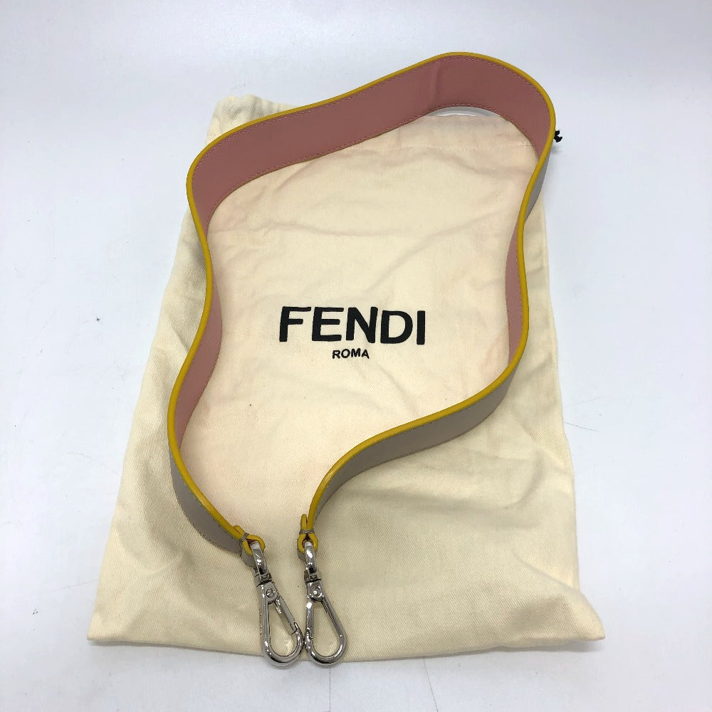 FENDI Shoulder strap leather Gray / pink Strap only Strap you Women Used Authentic