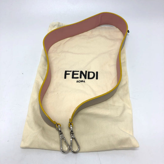 FENDI Shoulder strap leather Gray / pink Strap only Strap you Women Used Authentic