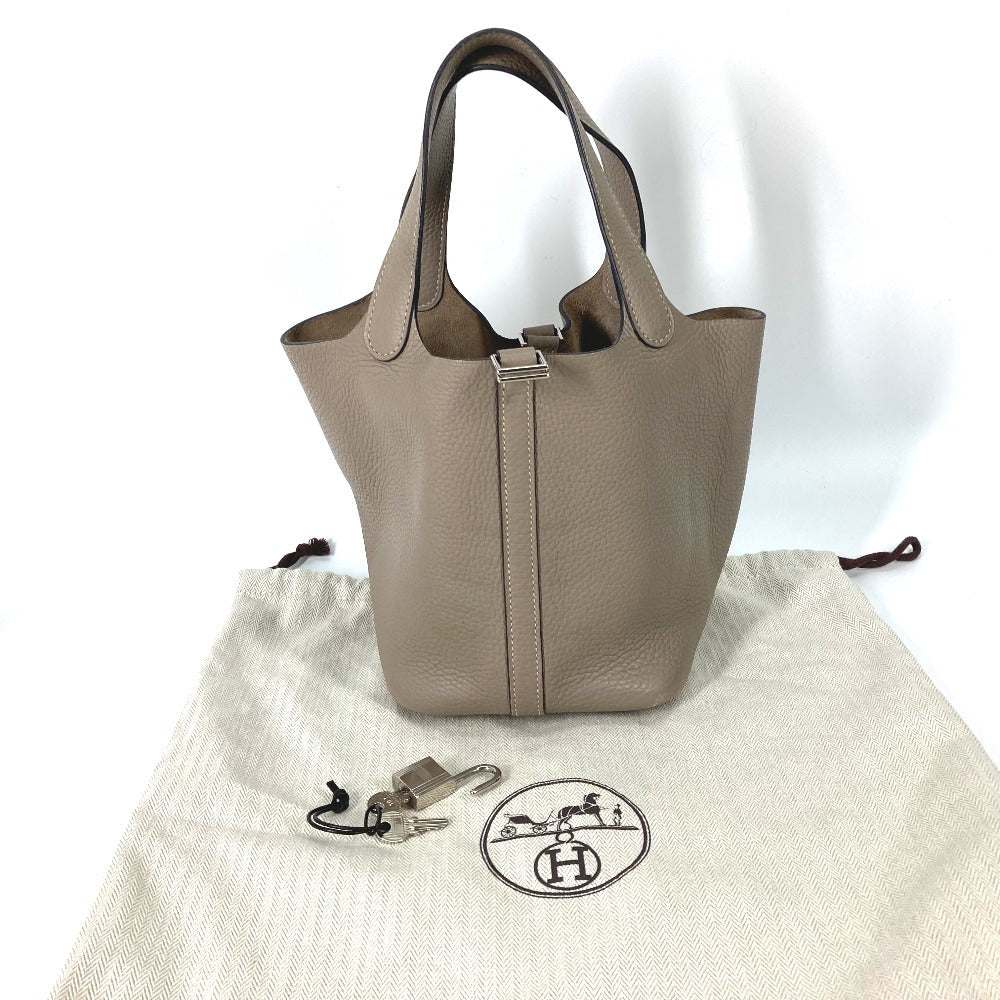 HERMES Handbag Taurillon Clemence Gray type Bag Picotin Lock PM 18