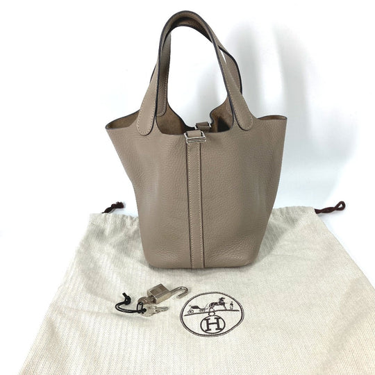 HERMES Handbag Taurillon Clemence Gray type Bag Picotin Lock PM 18
