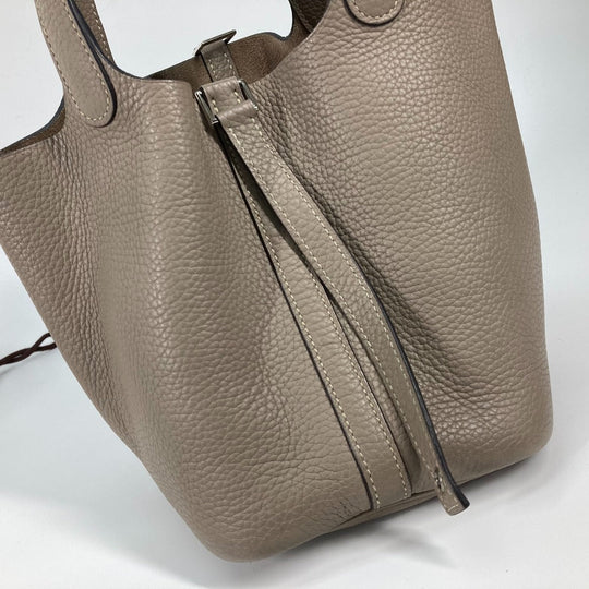 HERMES Handbag Taurillon Clemence Gray type Bag Picotin Lock PM 18