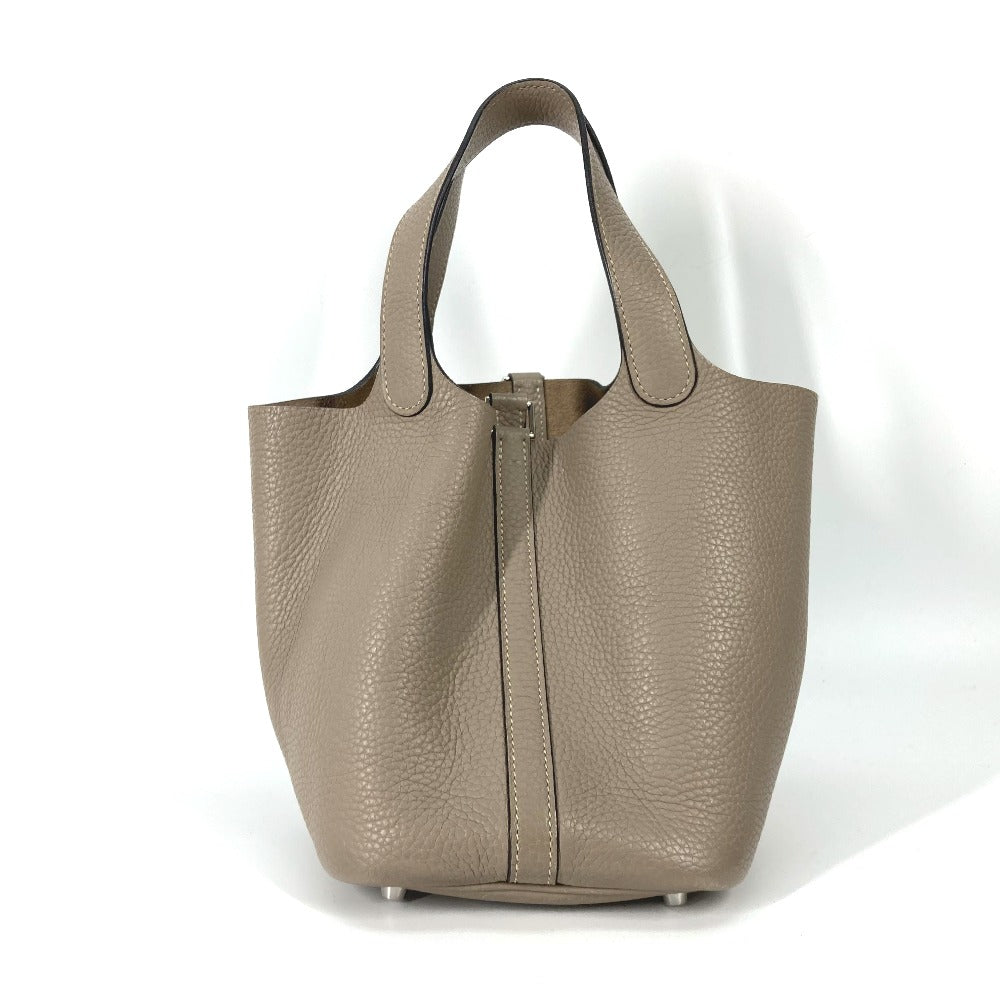 HERMES Handbag Taurillon Clemence Gray type Bag Picotin Lock PM 18