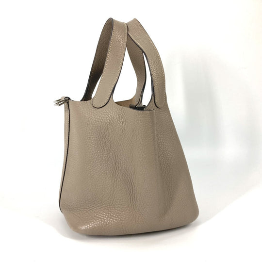 HERMES Handbag Taurillon Clemence Gray type Bag Picotin Lock PM 18