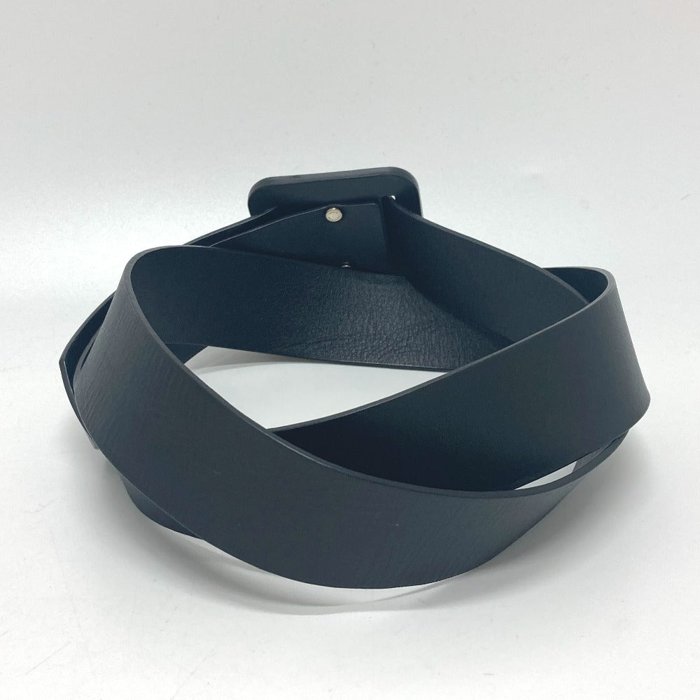 LOUIS VUITTON belt MP172 leather black LV circle mens 80/32 Used Authentic