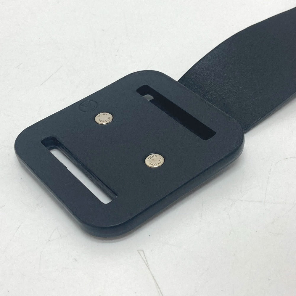 LOUIS VUITTON belt MP172 leather black LV circle mens 80/32 Used Authentic