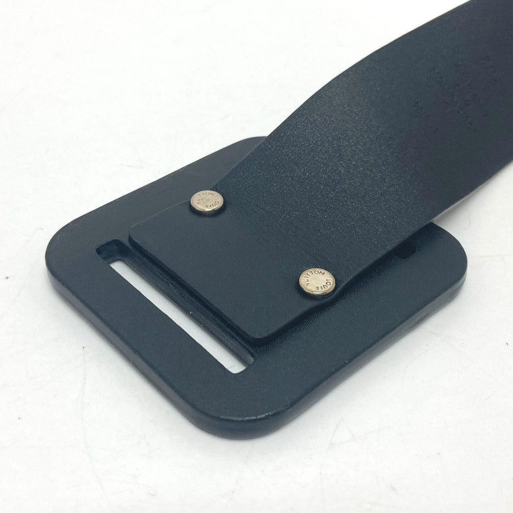LOUIS VUITTON belt MP172 leather black LV circle mens 80/32 Used Authentic