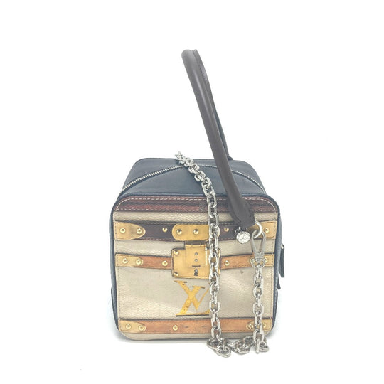 LOUIS VUITTON Handbag M52350 leather Black / beige Trompe l'oeil Women Used Authentic
