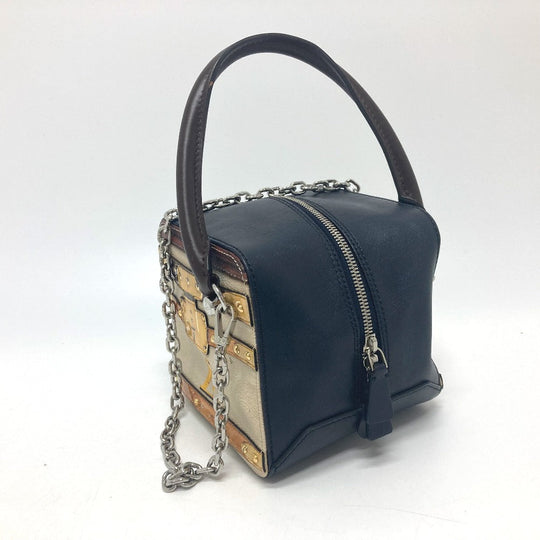LOUIS VUITTON Handbag M52350 leather Black / beige Trompe l'oeil Women Used Authentic