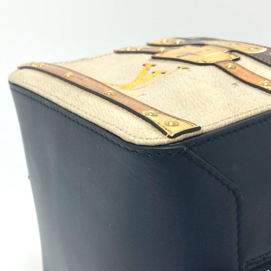 LOUIS VUITTON Handbag M52350 leather Black / beige Trompe l'oeil Women Used Authentic