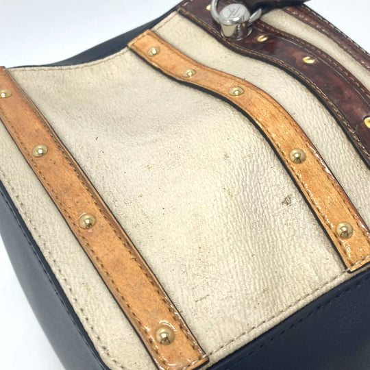 LOUIS VUITTON Handbag M52350 leather Black / beige Trompe l'oeil Women Used Authentic
