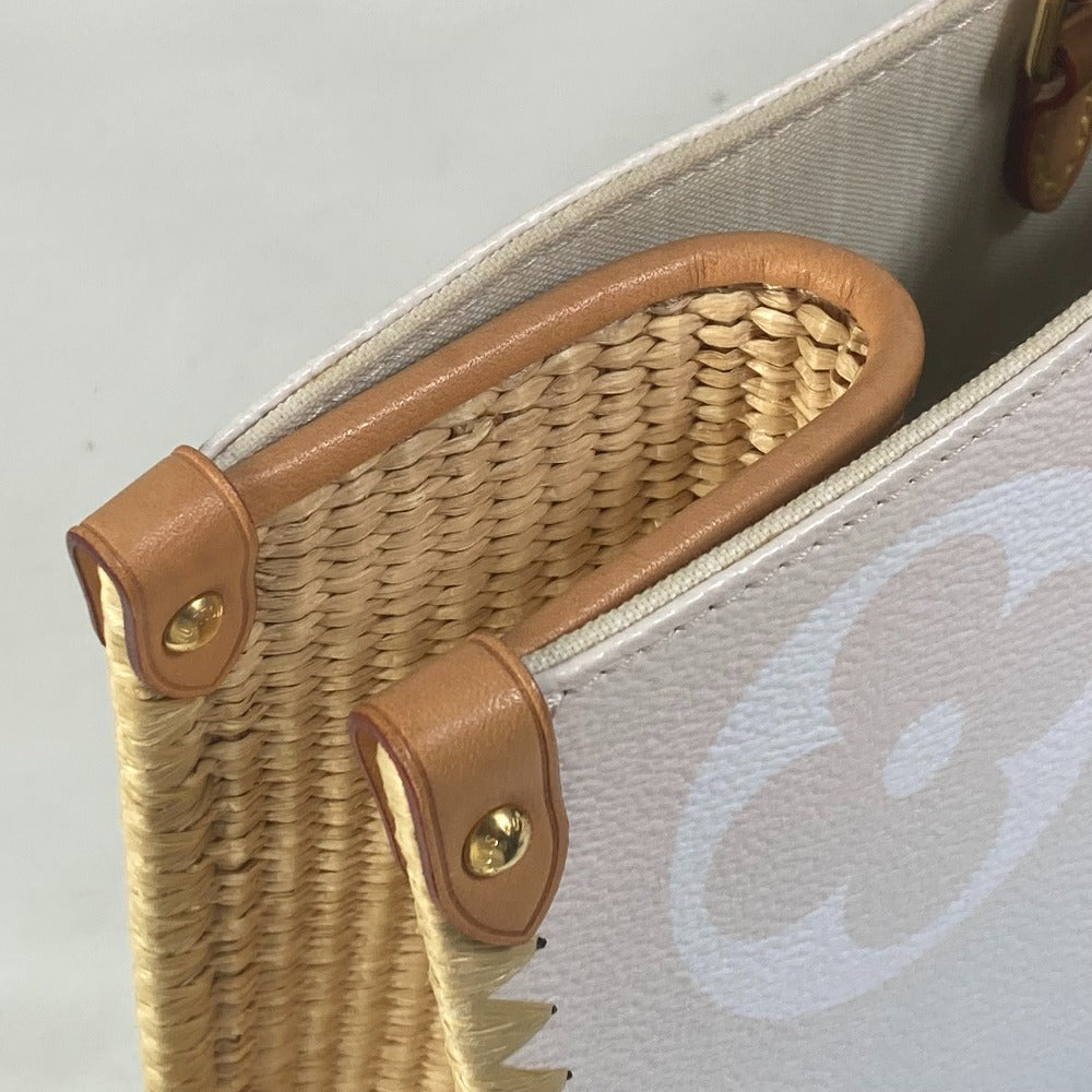 LOUIS VUITTON Tote Bag M57872 Monogram Giant Canvas, Straw blue Monogram Giant ON THE GO GM MYKONOS EXCLUSIVE MYKONOS Women Used Authentic