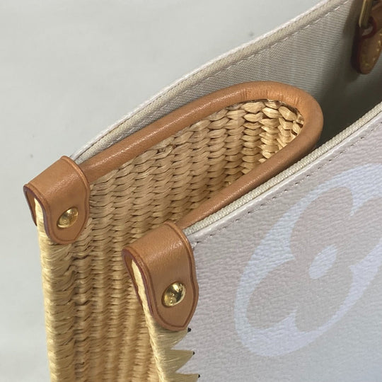 LOUIS VUITTON Tote Bag M57872 Monogram Giant Canvas, Straw blue Monogram Giant ON THE GO GM MYKONOS EXCLUSIVE MYKONOS Women Used Authentic