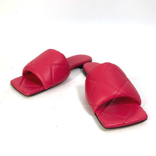 BOTTEGAVENETA Sandals 639940 leather Red type Rubber lid flat RUBBER LIDO Women 37.5 Used Authentic