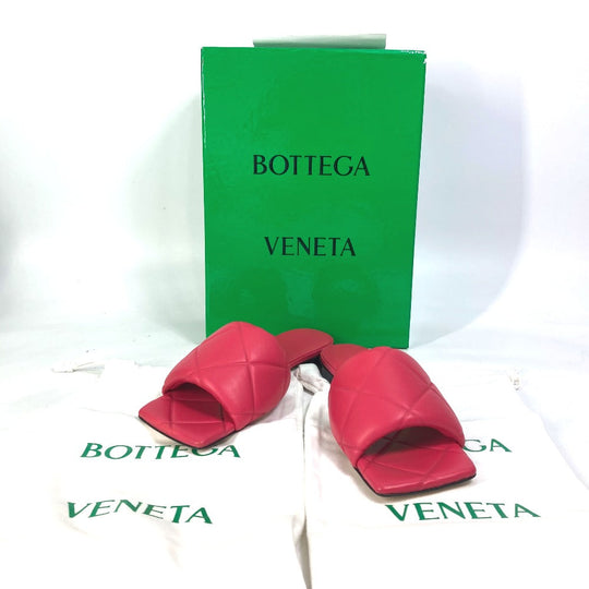 BOTTEGAVENETA Sandals 639940 leather Red type Rubber lid flat RUBBER LIDO Women 37.5 Used Authentic