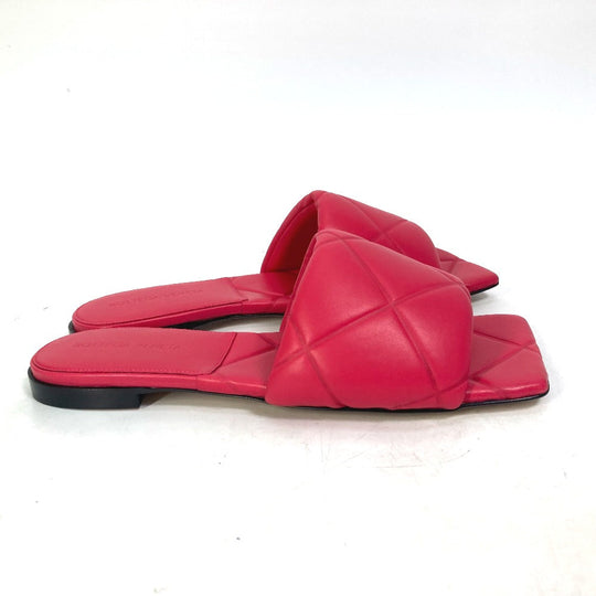 BOTTEGAVENETA Sandals 639940 leather Red type Rubber lid flat RUBBER LIDO Women 37.5 Used Authentic
