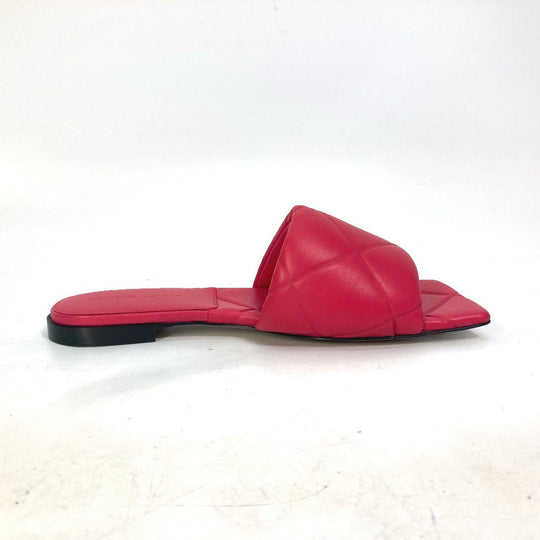 BOTTEGAVENETA Sandals 639940 leather Red type Rubber lid flat RUBBER LIDO Women 37.5 Used Authentic