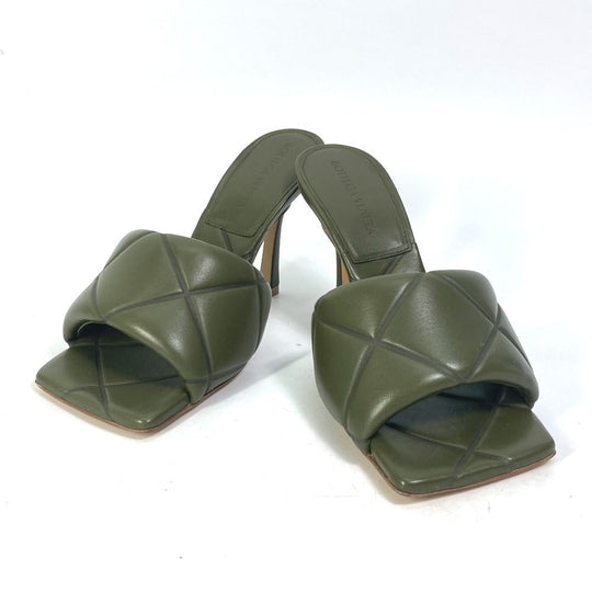 BOTTEGAVENETA Sandals 639943 leather khaki RUBBER LIDO MULES Women 36.5 Used Authentic