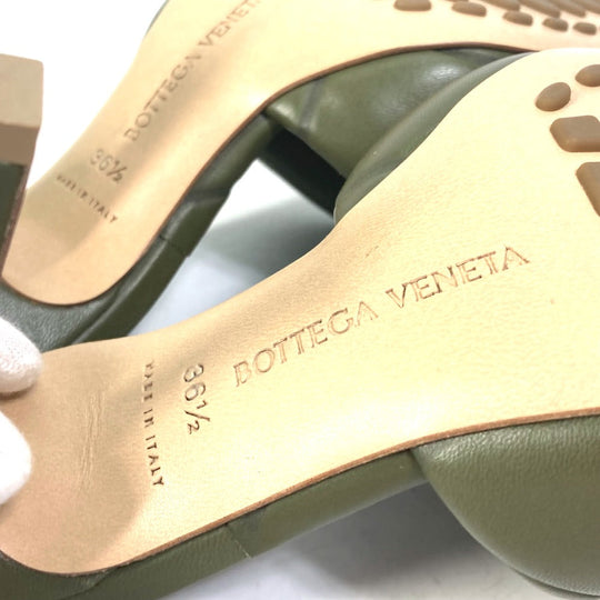 BOTTEGAVENETA Sandals 639943 leather khaki RUBBER LIDO MULES Women 36.5 Used Authentic