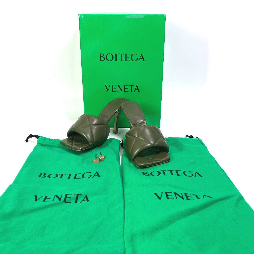 BOTTEGAVENETA Sandals 639943 leather khaki RUBBER LIDO MULES Women 37 Used Authentic