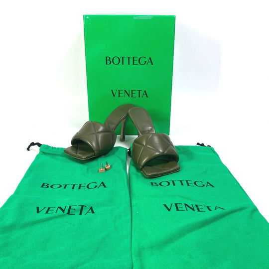 BOTTEGAVENETA Sandals 639943 leather khaki RUBBER LIDO MULES Women 37 Used Authentic