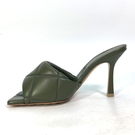 BOTTEGAVENETA Sandals 639943 leather khaki RUBBER LIDO MULES Women 37 Used Authentic