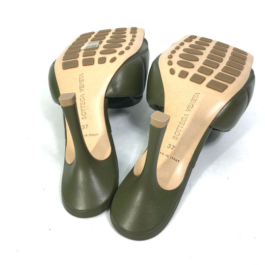 BOTTEGAVENETA Sandals 639943 leather khaki RUBBER LIDO MULES Women 37 Used Authentic