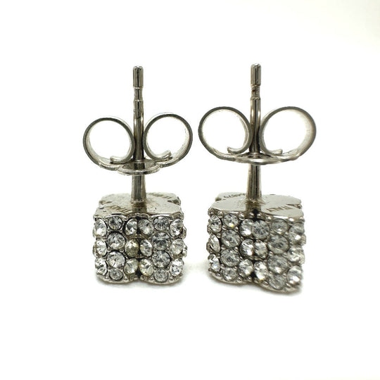 LOUIS VUITTON Pierce M64879 metal Silver Bookle Dreille Fast Flower Strass Stud Women Used Authentic