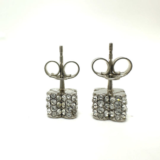 LOUIS VUITTON Pierce M64879 metal Silver Bookle Dreille Fast Flower Strass Stud Women Used Authentic