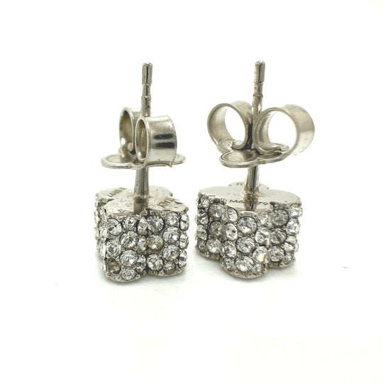 LOUIS VUITTON Pierce M64879 metal Silver Bookle Dreille Fast Flower Strass Stud Women Used Authentic