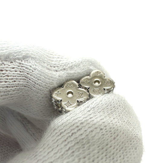 LOUIS VUITTON Pierce M64879 metal Silver Bookle Dreille Fast Flower Strass Stud Women Used Authentic
