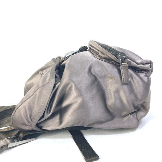PRADA Backpack Satin Brown type With logo Triangle logo plate