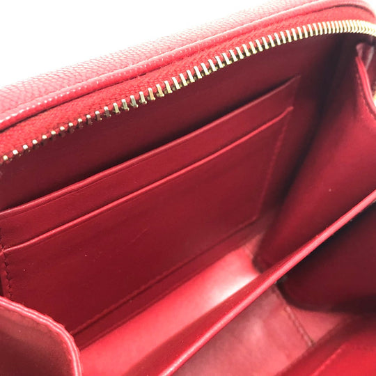 CHANEL Shoulder Bag A84452 Caviar skin Red CC filigree Matrasse Chain Women Used Authentic