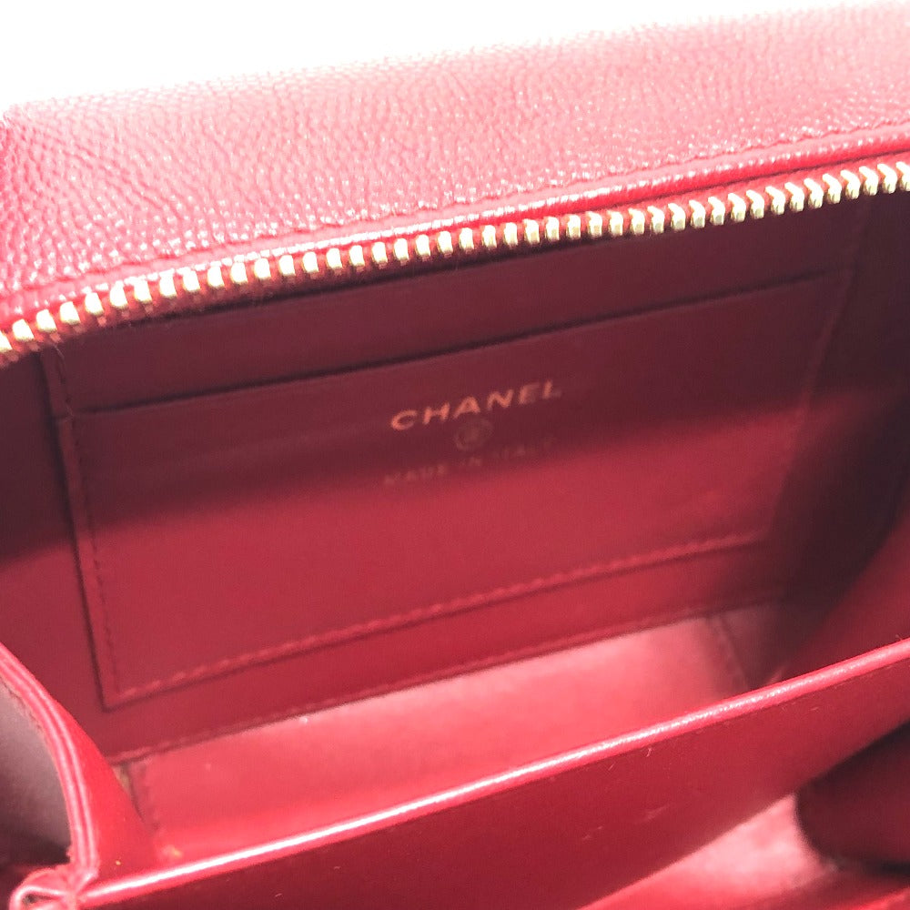 CHANEL Shoulder Bag A84452 Caviar skin Red CC filigree Matrasse Chain Women Used Authentic