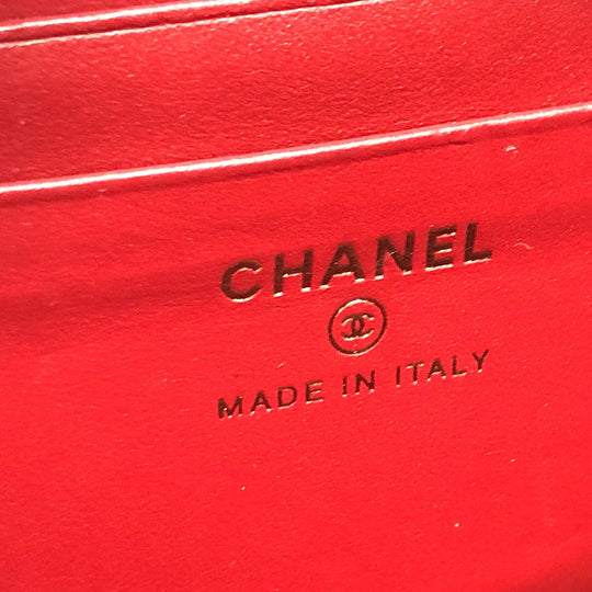 CHANEL Shoulder Bag A84452 Caviar skin Red CC filigree Matrasse Chain Women Used Authentic