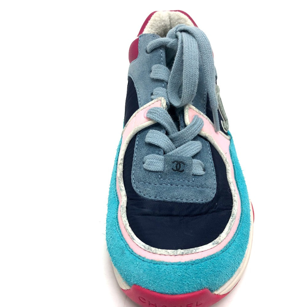 CHANEL sneakers G34360 suede Navy CC COCO Mark Low cut Women 36 Used Authentic