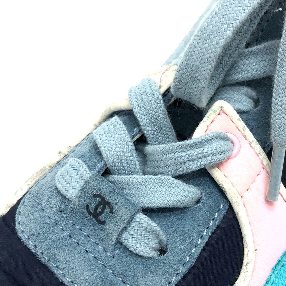 CHANEL sneakers G34360 suede Navy CC COCO Mark Low cut Women 36 Used Authentic