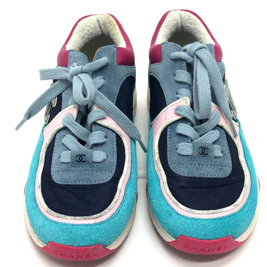 CHANEL sneakers G34360 suede Navy CC COCO Mark Low cut Women 36 Used Authentic