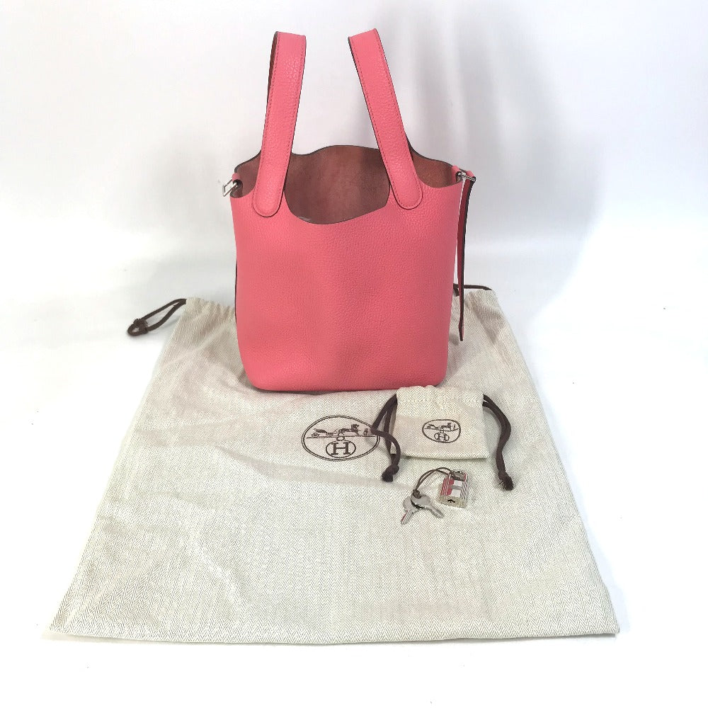 HERMES Handbag Taurillon Clemence pink Pico Tan Lock Ekra PM
