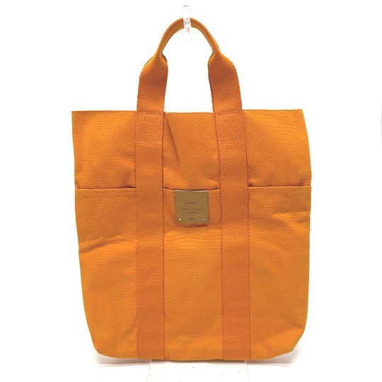HERMES Tote Bag canvas Orange Fool Toe Kabas Women Used Authentic