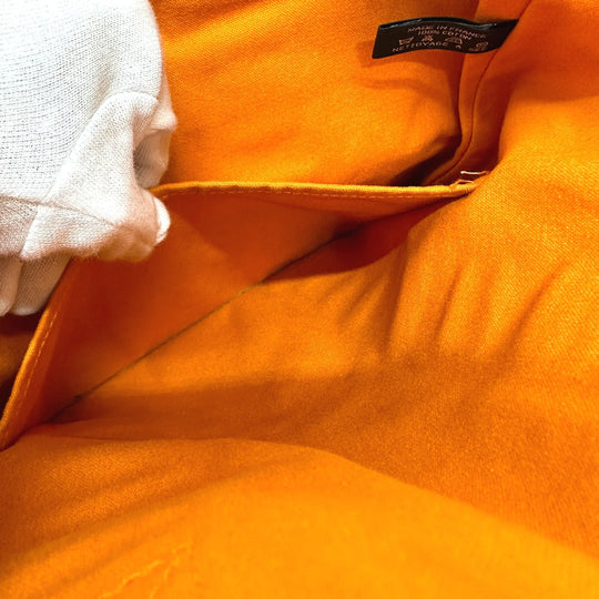 HERMES Tote Bag canvas Orange Fool Toe Kabas Women Used Authentic