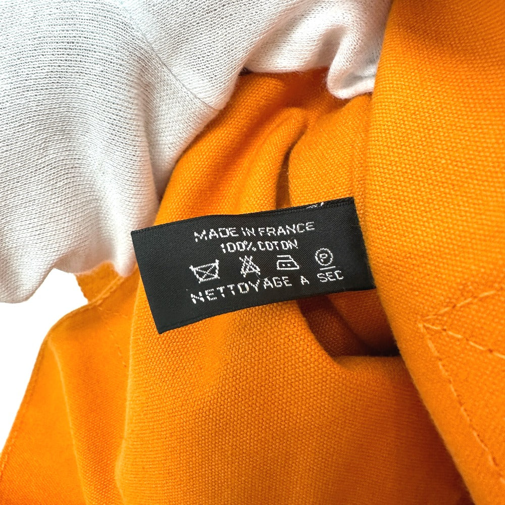 HERMES Tote Bag canvas Orange Fool Toe Kabas Women Used Authentic
