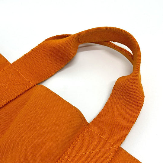 HERMES Tote Bag canvas Orange Fool Toe Kabas Women Used Authentic
