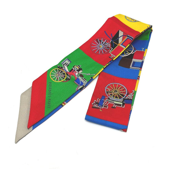 HERMES scarf silk multicolor Carriage Women Used Authentic