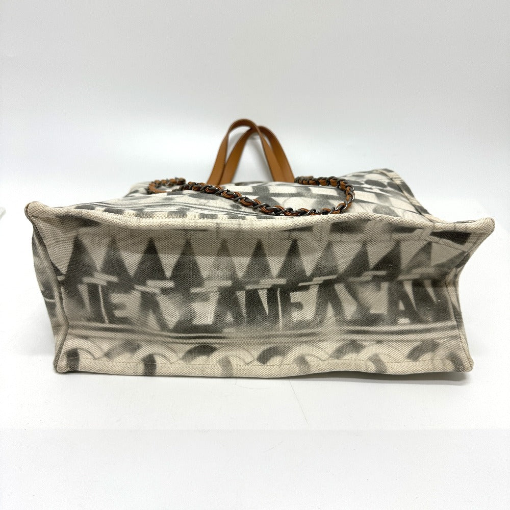 CHANEL Shoulder Bag Canvas / leather beige CC COCO Mark Icon Shopping Tote Women Used Authentic