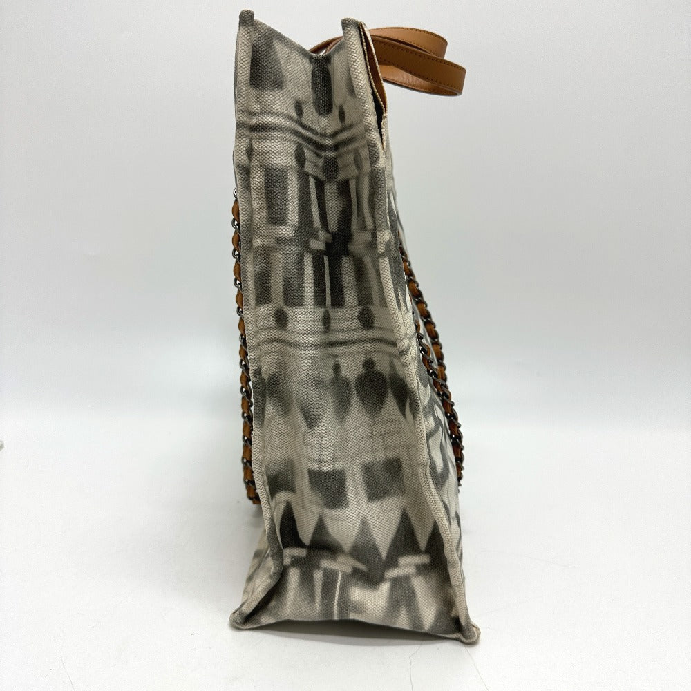 CHANEL Shoulder Bag Canvas / leather beige CC COCO Mark Icon Shopping Tote Women Used Authentic