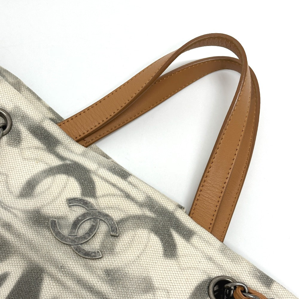 CHANEL Shoulder Bag Canvas / leather beige CC COCO Mark Icon Shopping Tote Women Used Authentic