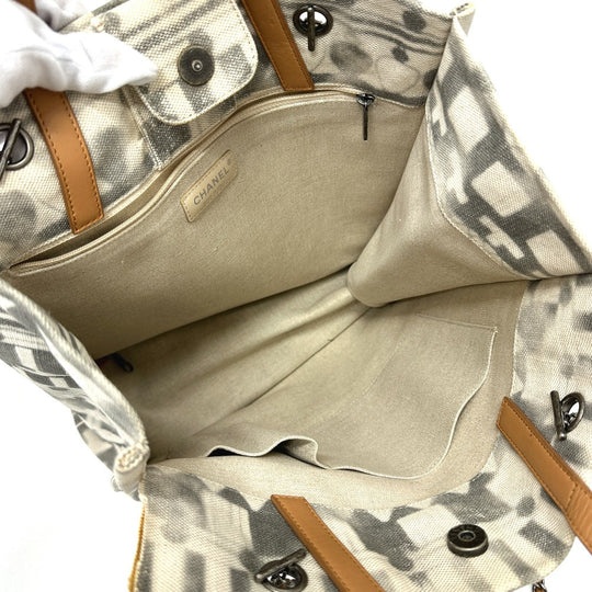 CHANEL Shoulder Bag Canvas / leather beige CC COCO Mark Icon Shopping Tote Women Used Authentic