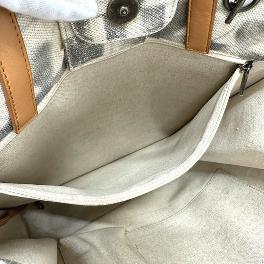 CHANEL Shoulder Bag Canvas / leather beige CC COCO Mark Icon Shopping Tote Women Used Authentic