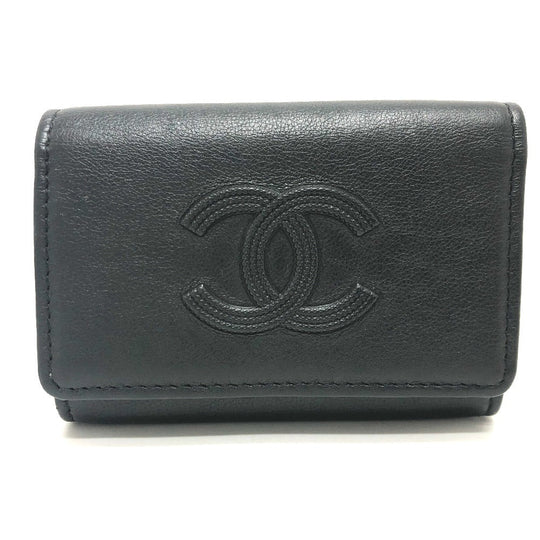 CHANEL Key case Key holder  leather black COCO Mark 4 stations with key ring Women Used Authentic