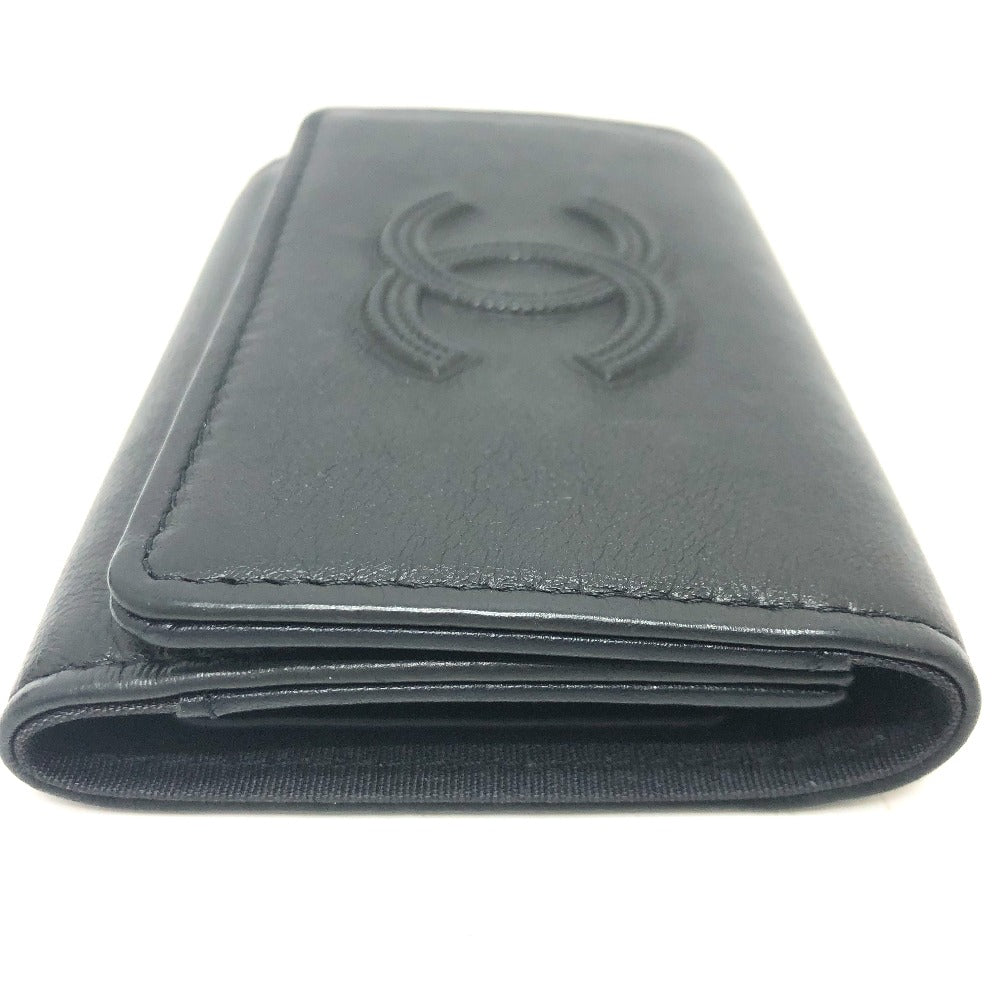CHANEL Key case Key holder  leather black COCO Mark 4 stations with key ring Women Used Authentic